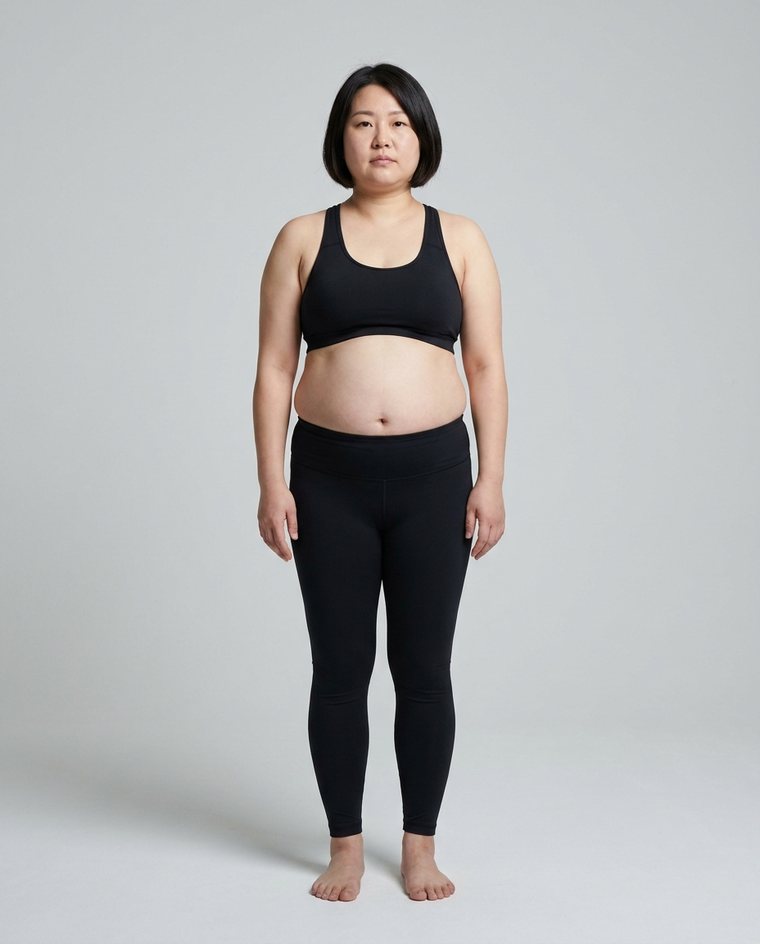 Illustration of a woman before a sustained calorie deficit
